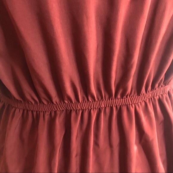 Hello miss - Rust Orange Faux Satin Ruffle Dress - Picture 5 of 6